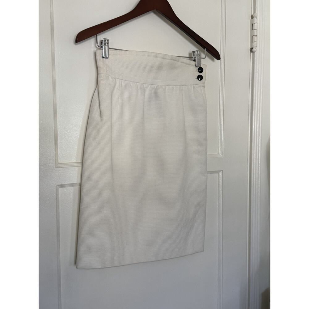 Vintage Yves Saint Laurent Variation White A Line‎ Pencil Skirt Preppy Tennis 38